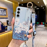 Crossbody Lanyard and Wrist Strap Silicone Phone Case for Samsung Galaxy S21 Series with Detachable Adjustable Strap