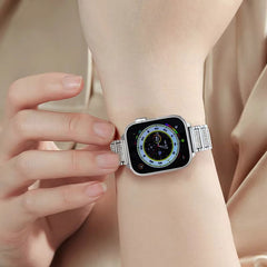Women's Stainless Steel Diamond-Studded Bracelet Watch Strap