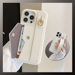 Wallet Card Holder Phone Case with Wrist Strap for iPhone 13 Series