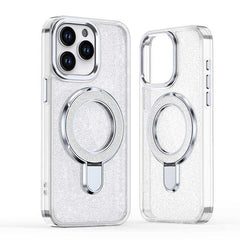 Translucent Glitter (Bling Sparkle) TPU Phone Case with Stand and MagSafe for iPhone 15 Series