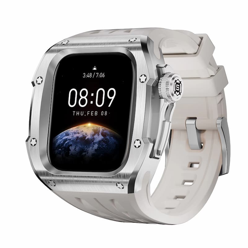 46mm Luxury Watch Band of Stainless Steel Case with Silicone Strap
